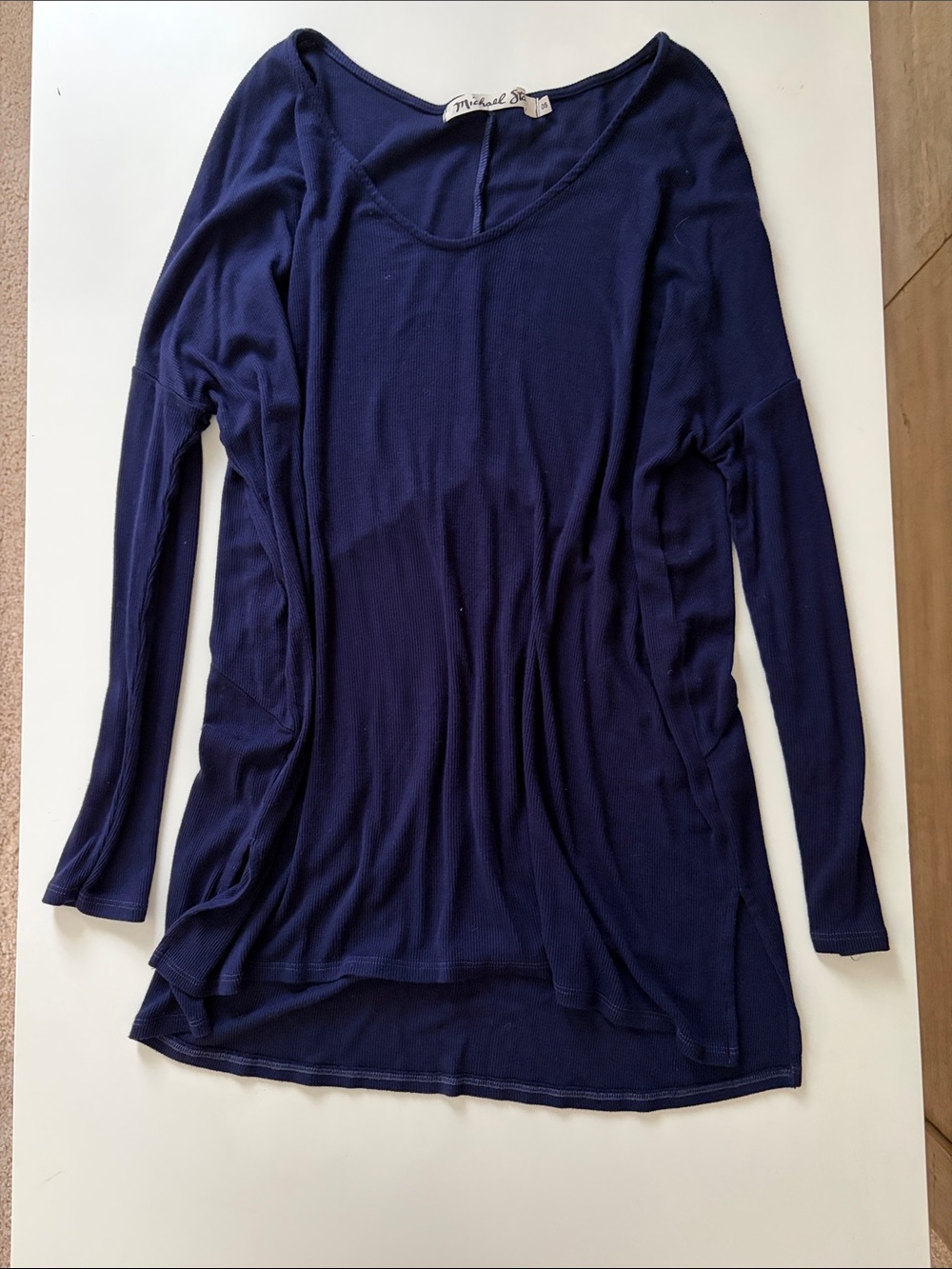 Michael Stars Deep Navy Scoop Neck Long Sleeve Top